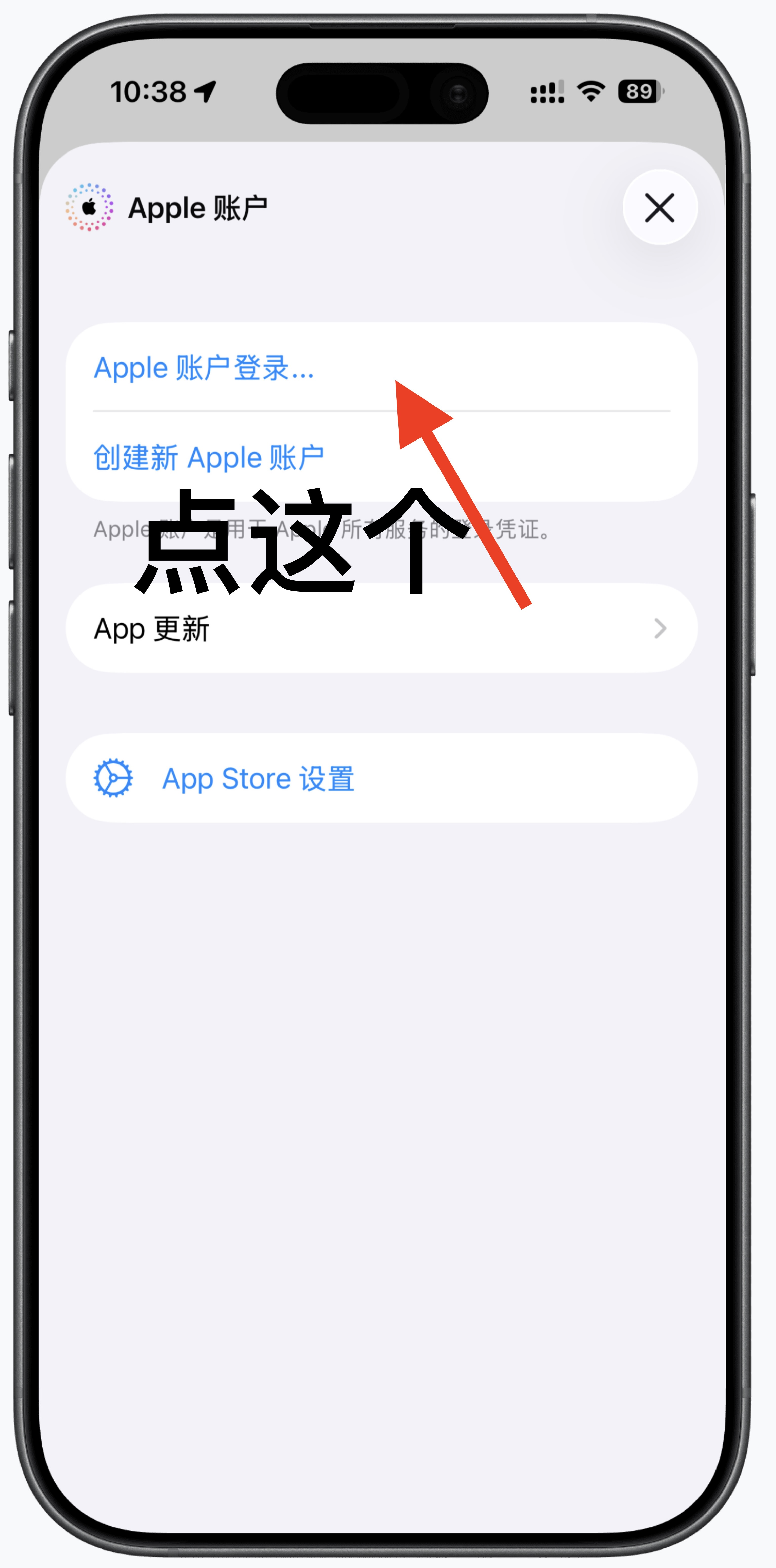 在账户页面点击 Apple 账户登录